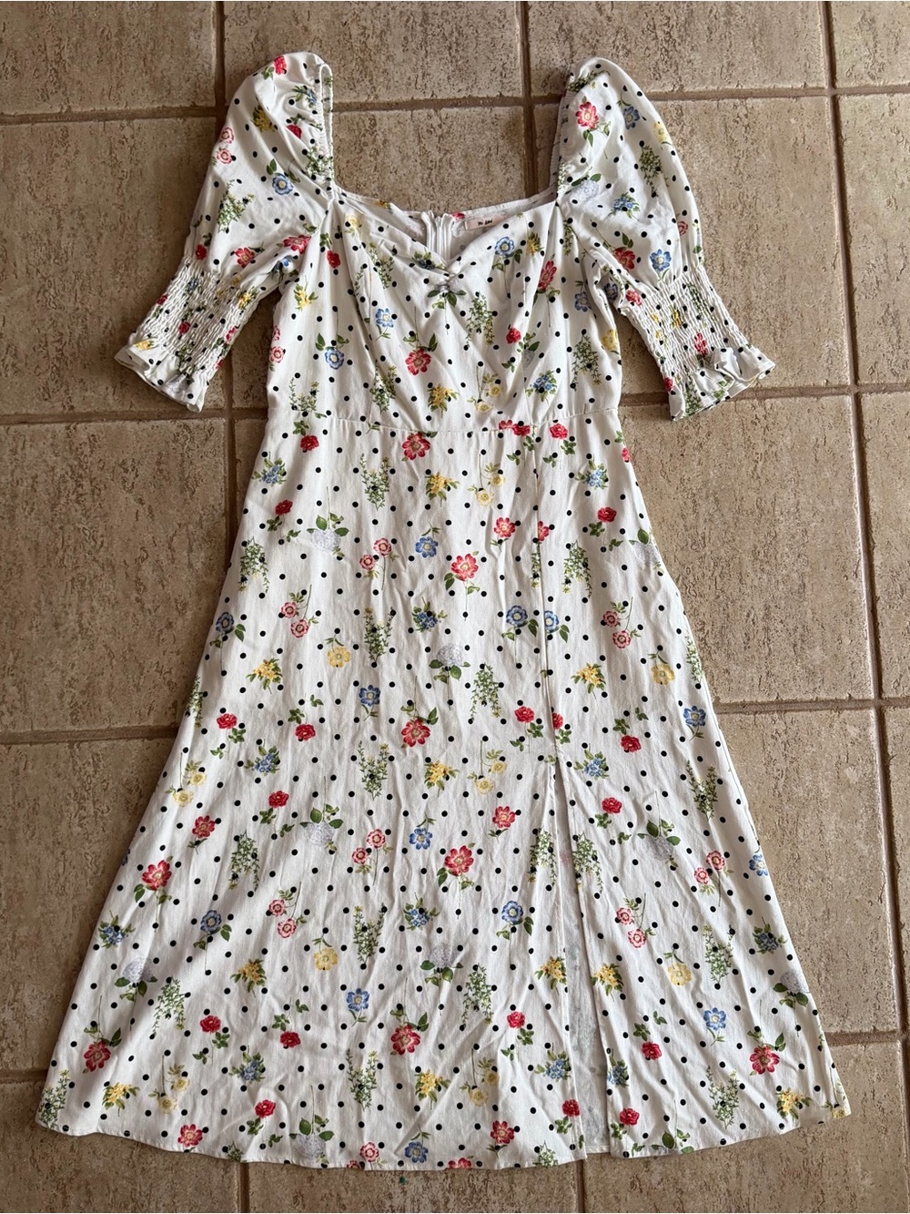 Francesca's Mi Ami Women’s Size Large Floral Midi Dress Linen Blend White Floral